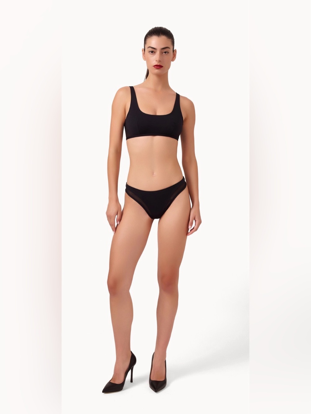 Wolford Black Scoop Swim Bikini Set (Top Sz M & Brazilian Bottom Sz S) NWT $445